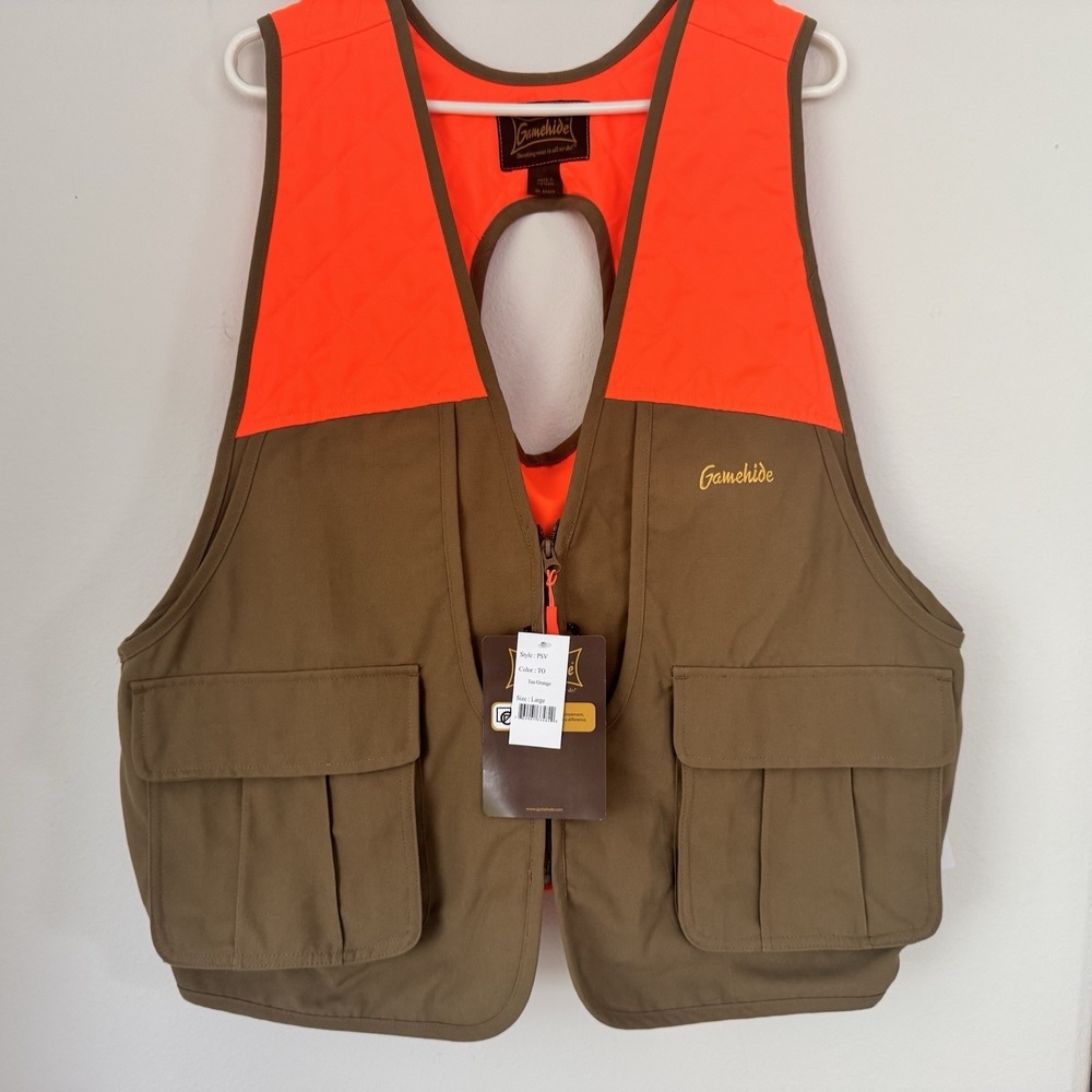 Gamehide Gamebird Ultra-Light Upland Hunting W/ Bird Bag Zip Vest Men's L NWT